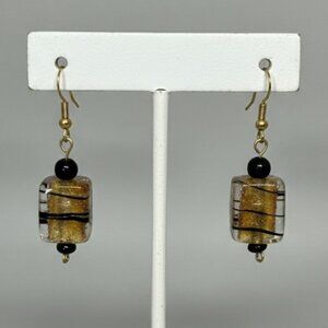 Lampwork Glass Gold Foil Glass Earrings Pierced